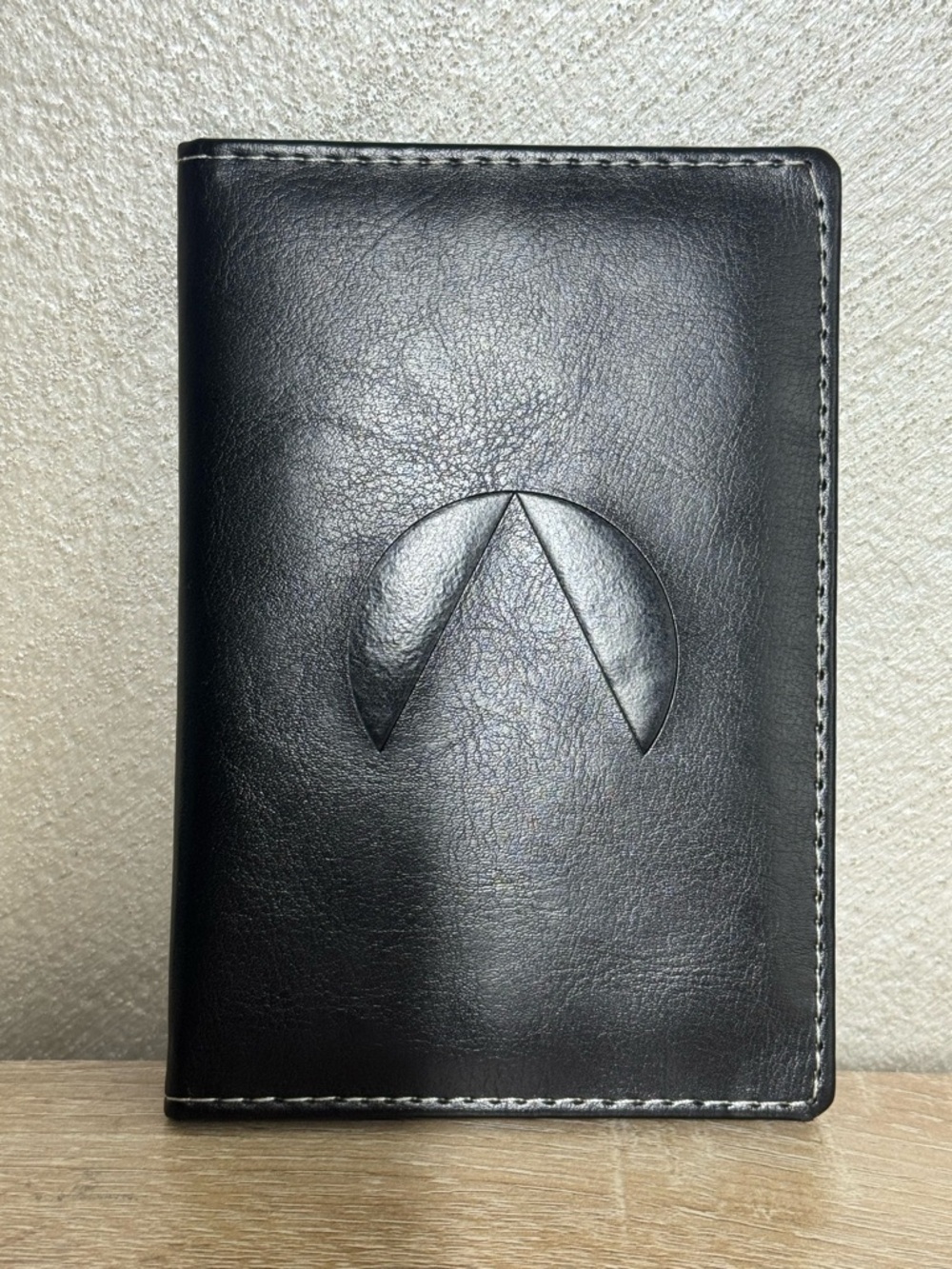 Black  leather RFID-blocking passport wallet or holder,